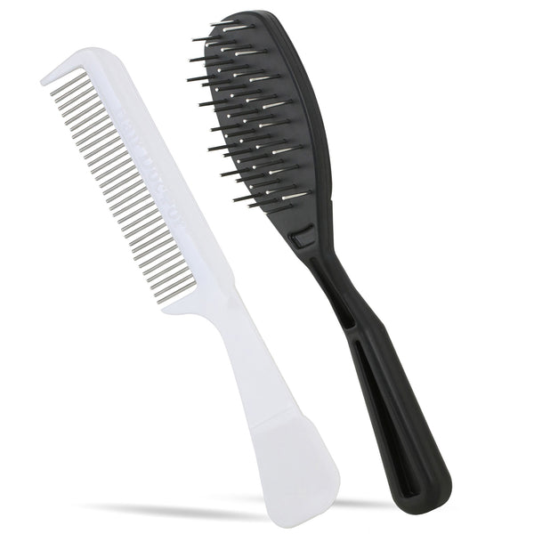 Brush and Comb Detangle Set with Rotating Pins Reduces Hair Damage